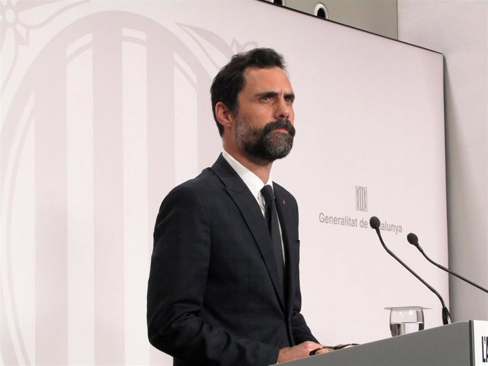 El conseller de Empresa y Trabajo de la Generalitat, Roger Torrent, en rueda de prensa este miércoles