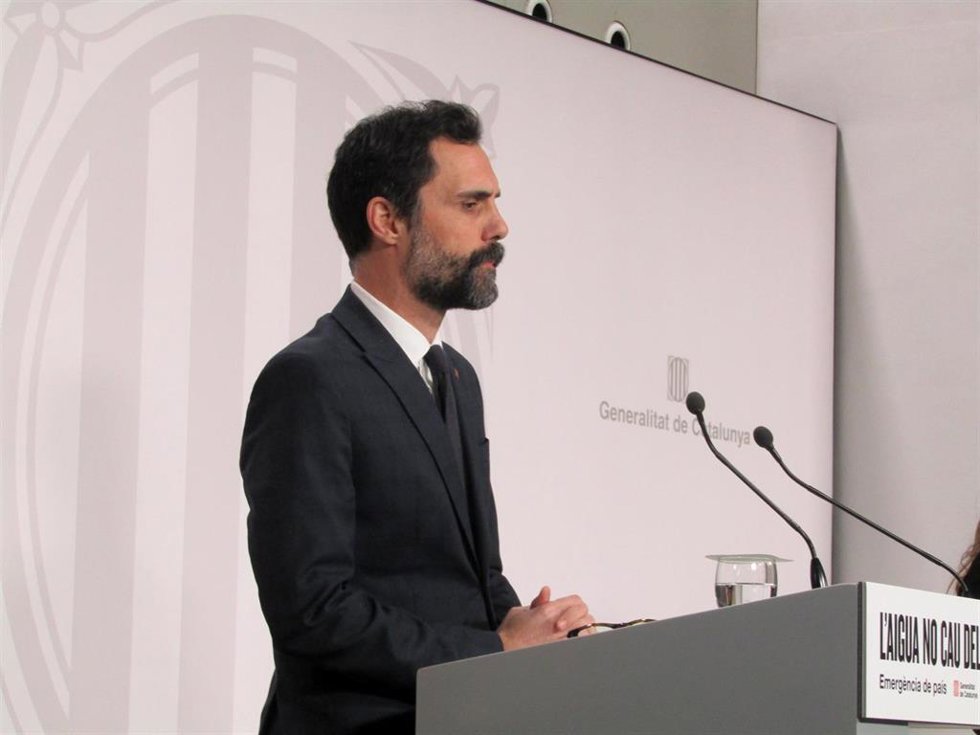 El conseller de Empresa y Trabajo de la Generalitat, Roger Torrent, en rueda de prensa este miércoles