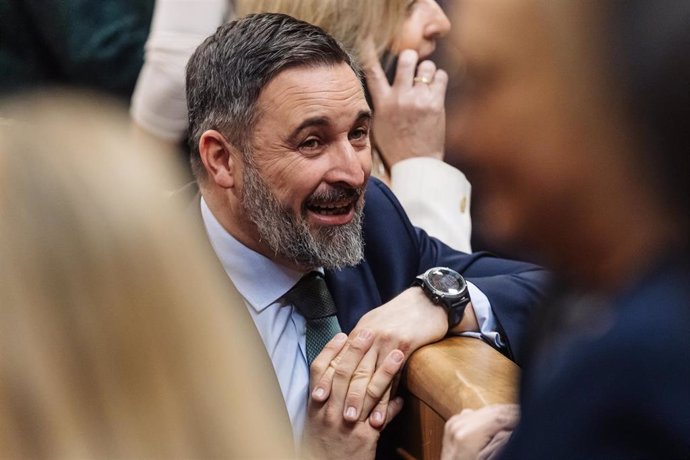 Archivo - El líder de VOX, Santiago Abascal, en el Congreso de los Diputados.