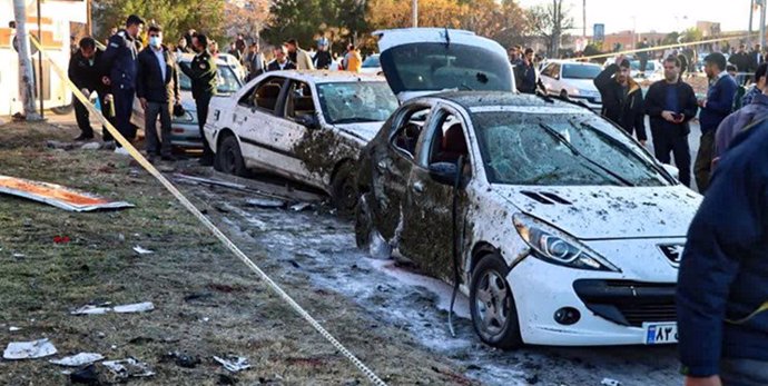 03 January 2024, Iran, Kerman: A view of the scene after explosions at a commemoration ceremony next to the tomb of Iran's Revolutionary Guards chief of foreign operations Iranian General Qasem Soleimani in the Saheb al-Zaman mosque. With around 100 peo