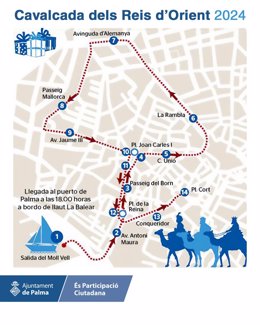 Recorrido de la Cabalgata de Reyes de Palma.