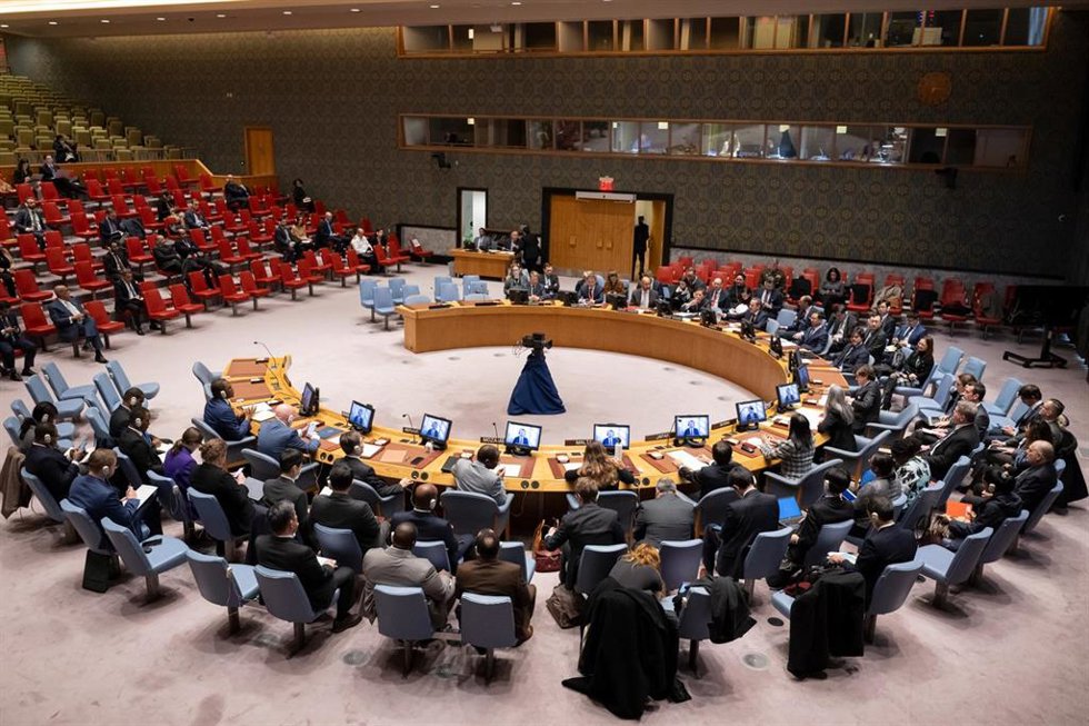 UNITED NATIONS, Jan. 4, 2024 -- This photo shows the UN Security Council meeting on Houthi rebel attacks in the Red Sea at the UN headquarters in New York on Jan. 3, 2024.