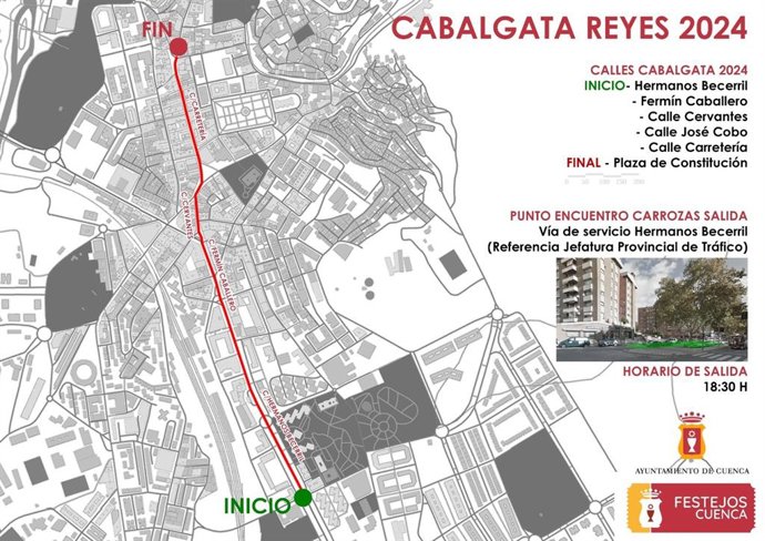 Recorrido de la Cabalgata de Reyes de Cuenca.