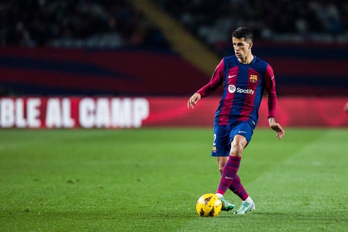 Joao Cancelo of FC Barcelona in action during the Spanish league, La Liga EA Sports, football match played between FC Barcelona and UD Almeria at Estadio Olimpico de Montjuic on December 20, 2023 in Barcelona, Spain.