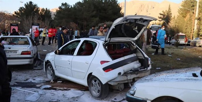Escenario del doble atentado ejecutado cerca de la tumba del general Qasem Soleimani en Kermán, Irán (archivo)