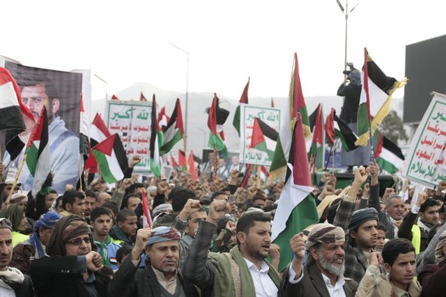 Manifestación en Saná, Yemen, en apoyo al pueblo palestino, en una imagen de archivo.