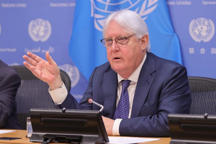 Archivo - July 7, 2023, NY, USA: United Nations, New York, USA, July, 07 2023 - Martin Griffiths, Under-Secretary-General for Humanitarian Affairs and Emergency Relief Coordinator, briefs reporters on current humanitarian challenges today at the United 