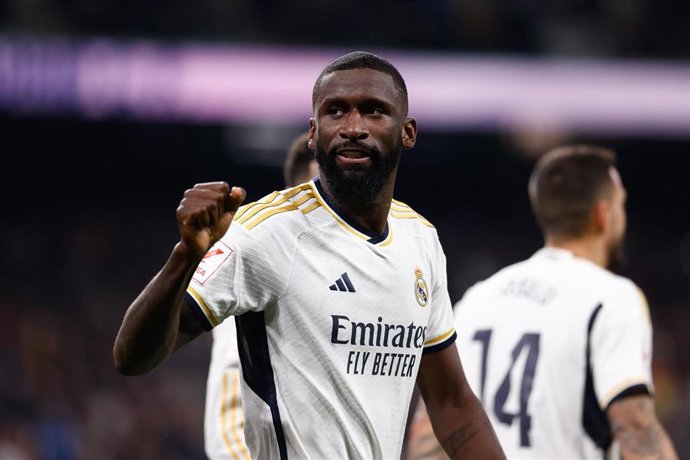 Antonio Rudiger, jugador del Real Madrid, celebrando un gol.