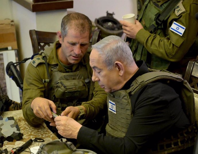 December 25, 2023, Northern District, Gaza Strip: Prime Minister BENJAMIN NETANYAHU visits the northern Gaza Strip, is briefed about IDF activities in Gaza and speaks with soldiers.