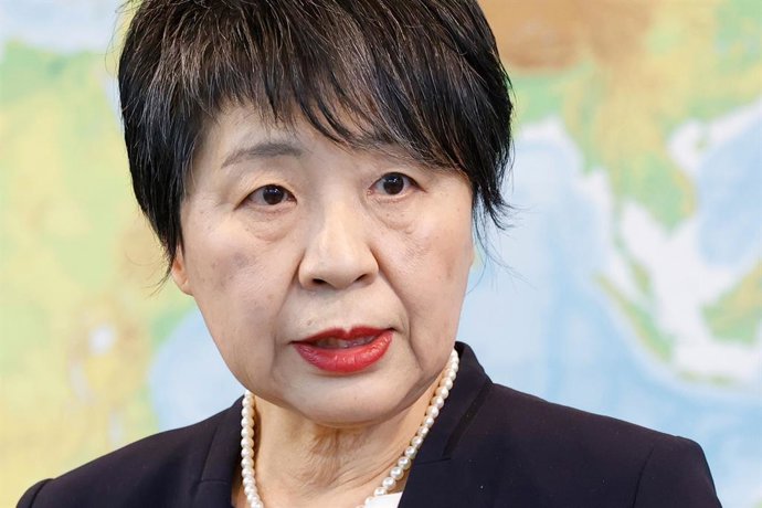 January 5, 2024, Tokyo, Japan: Japan's Foreign Minister Yoko Kamikawa speaks during her regular news conference at the Ministry of Foreign Affairs of Japan