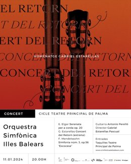 Cartel del concierto de la OSIB en honor a Gabriel Estarellas.