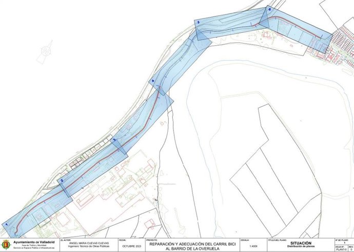 Croquis de las obras en el carril bici de La Overuela.