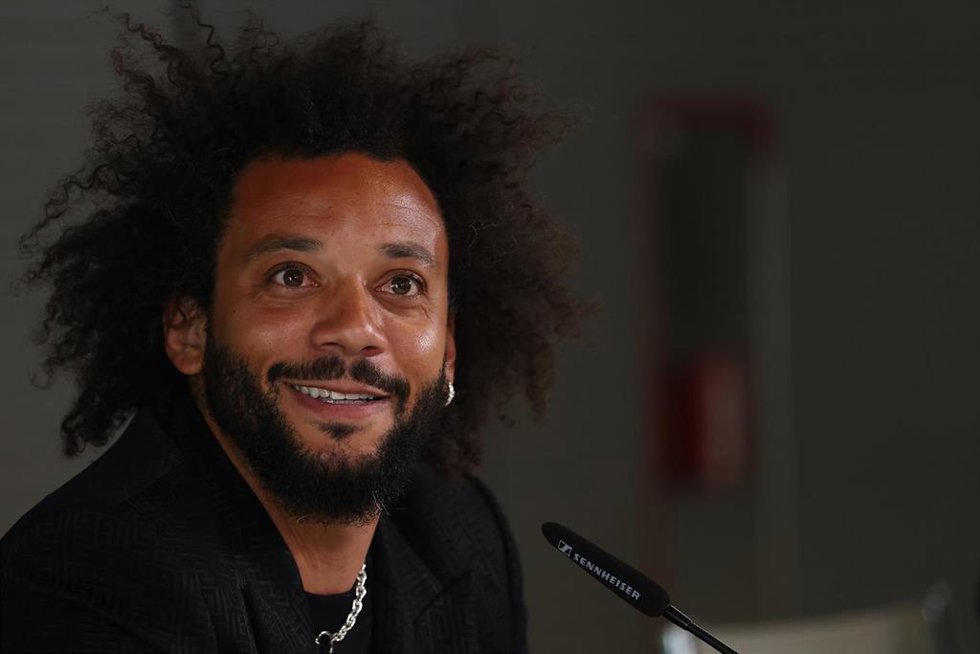 Archivo - El futbolista brasileño Marcelo Vieira Da Silva, en rueda de prensa desde Valdebebas. 