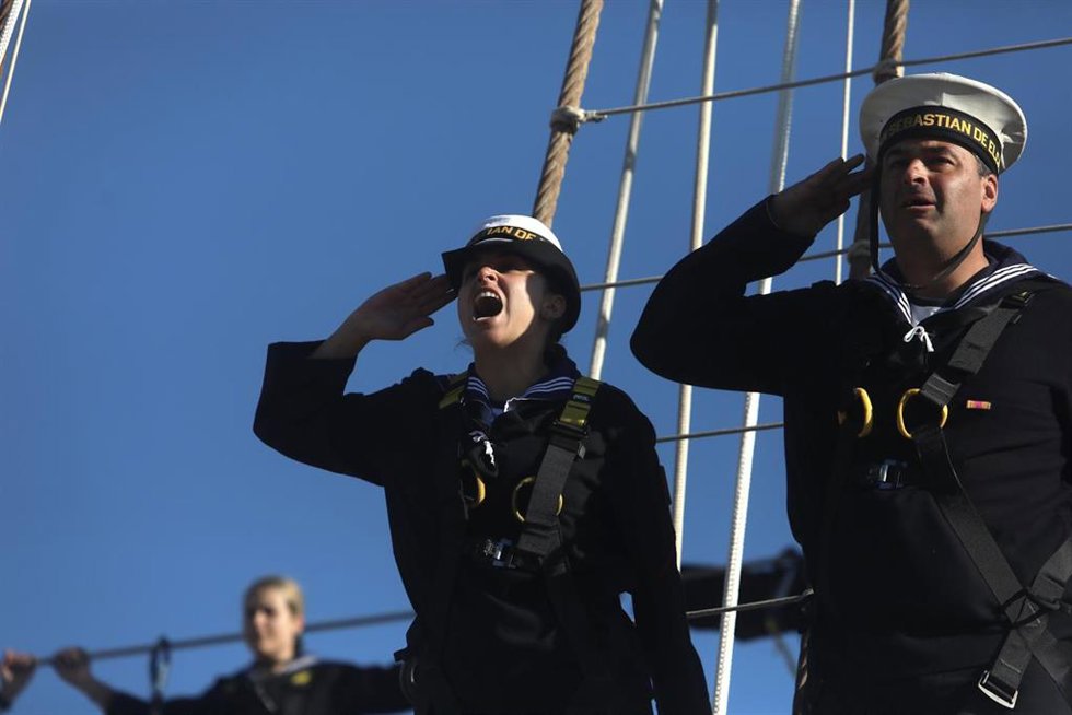Archivo - Ceremonia de despedida del Buque Escuela 'Juan Sebastián de Elcano', al inicio de su 95 crucero de instrucción el pasado 14 de enero de 2023, en Cádiz (Andalucía, España). 