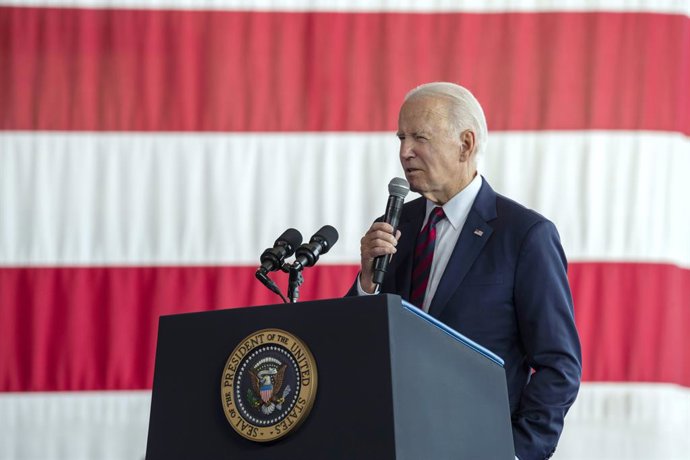 Archivo - 11 September 2023, US, Anchorage: USPresident Joe Biden delivers remarks commemorating the 22nd anniversary of the terrorist attacks of 9/11 during a remembrance ceremony at Joint Base Elmendorf-Richardson in Anchorage. Photo: Sheila Devera/U