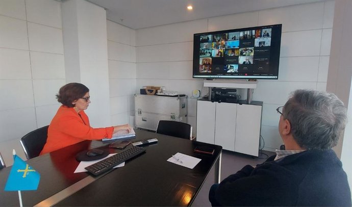 La consejera de Salud, Concepción Saavedra, acompañada por el jefe de Vigilancia Epidemiológica, Mario Margolles, en la reunión del consejo interterritorial.