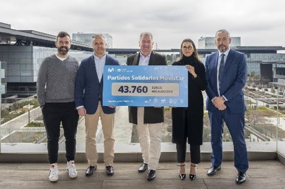 Fernando Piquer, CEO de Movistar KOI; José Miguel Calleja, director general de ACB; Luis Alberto Ramasco, director de Imagen y Captación de Recursos de Aldeas Infantiles; Laura Otero, directora de Marketing B2C de Movistar; e Ignacio Triana