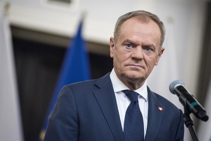 Archivo - 10 November 2023, Poland, Warsaw: Donald Tusk, leader of the Civic Platform and former Prime Minister, speaks during a press conference in the Parliament. Almost four weeks after parliamentary elections in Poland, the victorious opposition all