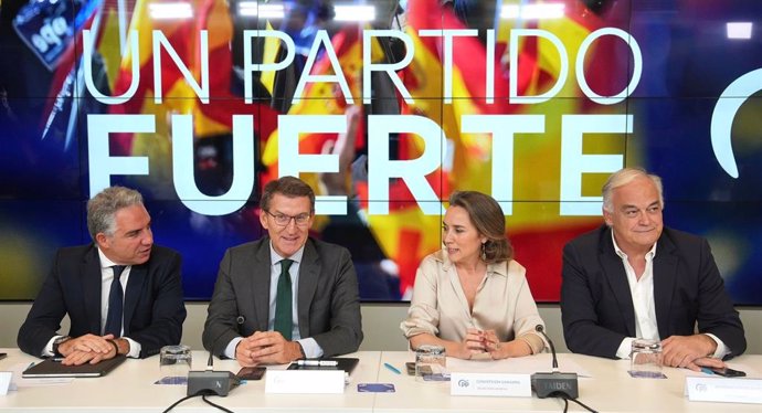 El líder del PP, Alberto Nuñez Feijóo, preside la reunión del Comité Ejecutivo Nacional del PP en Madrid bajo el lema 'Un partido fuerte'.