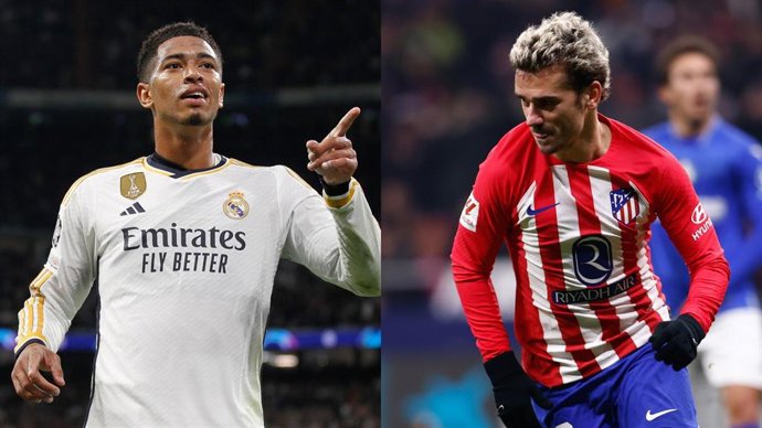 El jugador del Real Madrid Jude Bellingham y el delantero del Atlético de Madrid Antoine Griezmann.