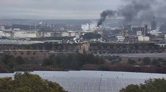 Fum a la planta de Dow Chemical Ibèrica