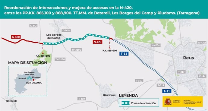 Les obres dels accessos a l'N-420 a Tarragona