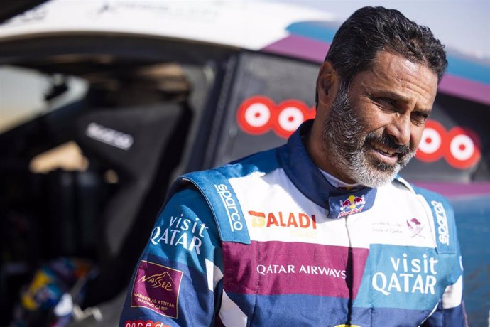 AL-ATTIYAH Nasser (qat), Nasser Racing, Prodrive Hunter, FIA Ultimate, FIA W2RC, portrait during the Stage 4 of the Dakar 2024 on January 9, 2024 between Al Salamiya and Al-Hofuf, Saudi Arabia - Photo Julien Delfosse / DPPI