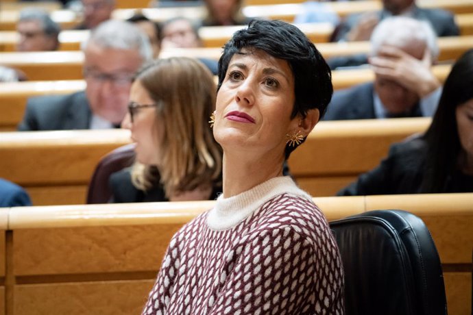 La ministra de Inclusión, Seguridad Social y Migraciones, Elma Saiz, durante una sesión plenaria del Senado, a 12 de diciembre de 2023, en Madrid (España). Tras el Pleno del Congreso donde se ha realizado el primer debate de la proposición de Ley de Amnis
