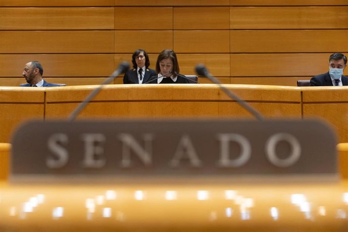 La presidenta del Congreso de los Diputados, Francina Armengol, en el Salón de Plenos del Senado.