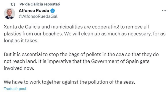 El presidente de la Xunta, Alfonso Rueda, responde al comisario europeo de Medio Ambiente a través de su perfil de la red social X