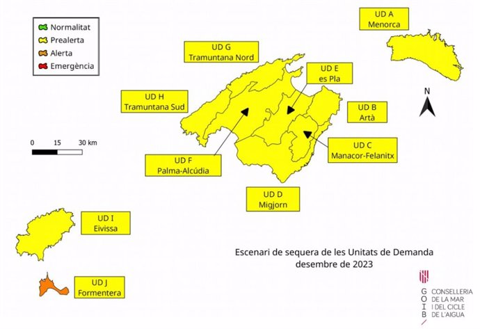 Las reservas hídricas de Baleares en diciembre de 2023
