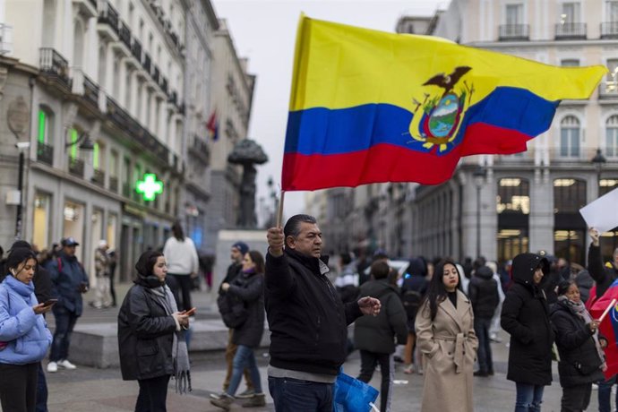 Una protesta en Madrid por la situación en Ecuador