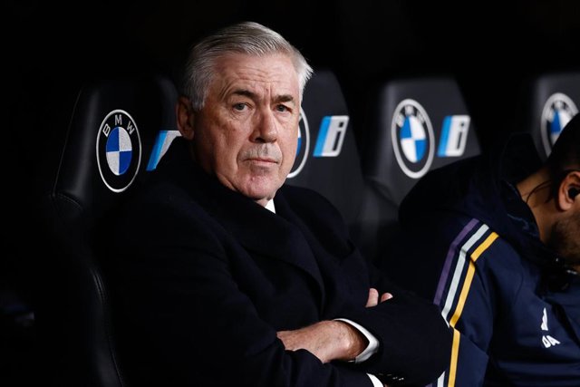 Carlo Ancelotti, head coach of Real Madrid, looks on during the Spanish League, LaLiga EA Sports, football match played between Real Madrid and RCD Mallorca at Santiago Bernabeu stadium on January 03, 2024, in Madrid, Spain.