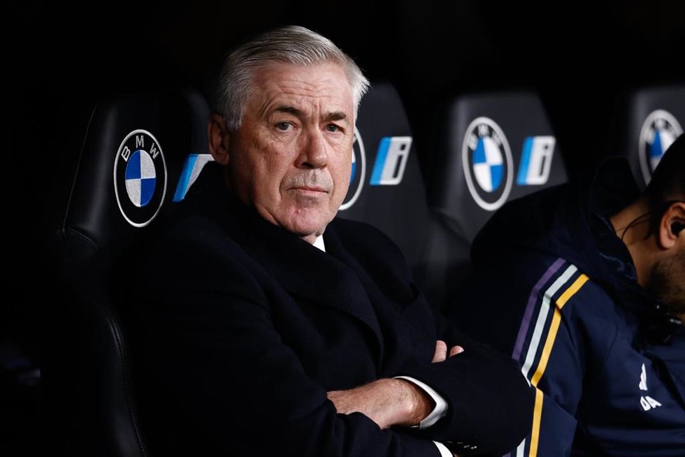 Carlo Ancelotti, head coach of Real Madrid, looks on during the Spanish League, LaLiga EA Sports, football match played between Real Madrid and RCD Mallorca at Santiago Bernabeu stadium on January 03, 2024, inMadrid,Spain.