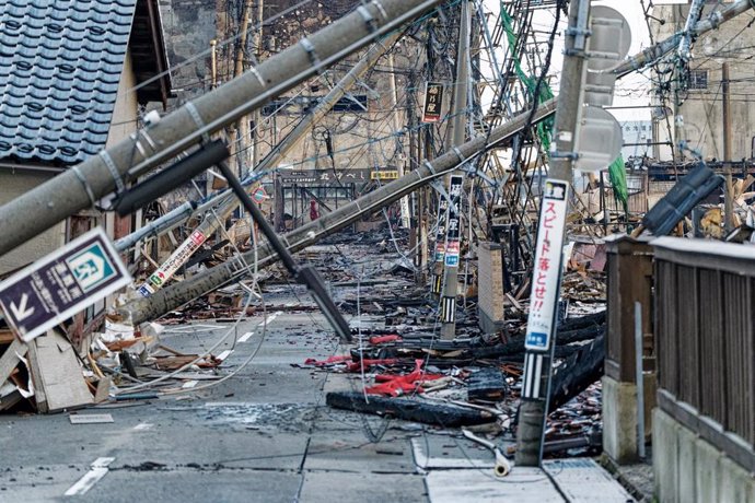 Daños materiales en la ciudad de Wajima, situada en la prefectura de Ishikawa, tras el terremoto de magnitud 7,6 en la escala abierta de Richter del 1 de enero de 2024 en Japón (archivo)