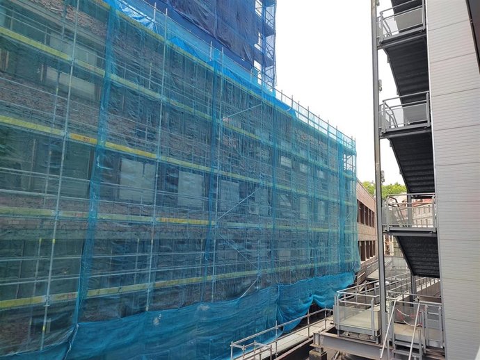 Archivo - Obras en un edificio de Bilbao