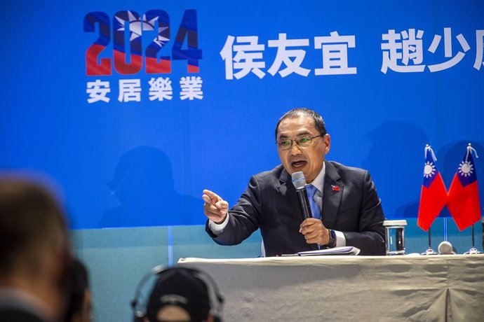 El candidato presidencial del Kuomingtang, Hou Yu Ih, duranteuna conferencia.