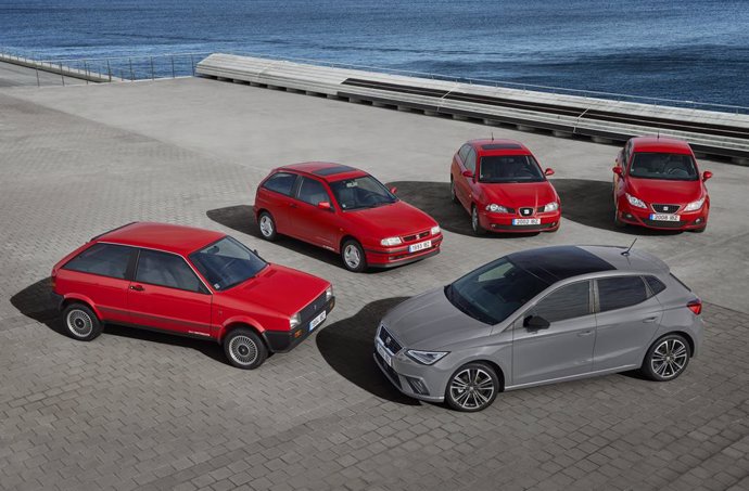 Archivo - Las cinco generaciones de Seat Ibiza.