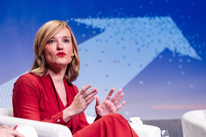 La ministra de Educación, Formación Profesional y Deportes, Pilar Alegría, durante el acto de presentación del Informe CYD 2023, en la Casa de América, a 10 de enero de 2024, en Madrid (España).