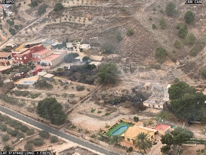 Imagen tomada desde el helicóptero MU-010, a su llegada al lugar