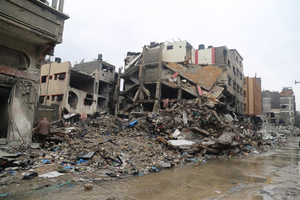 Edifico destruido en la Franja de Gaza