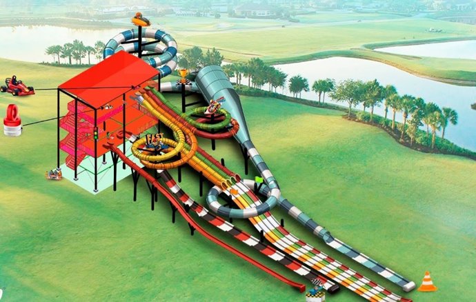 Imagen render de una de las zonas del parque acuático Magic Sports