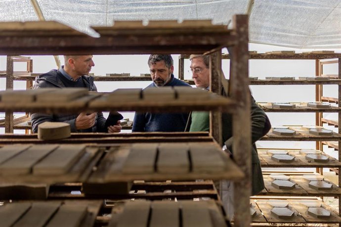 El presidente del Puerto de Sevilla (1d) visita el tejar de la empresa malagueña.
