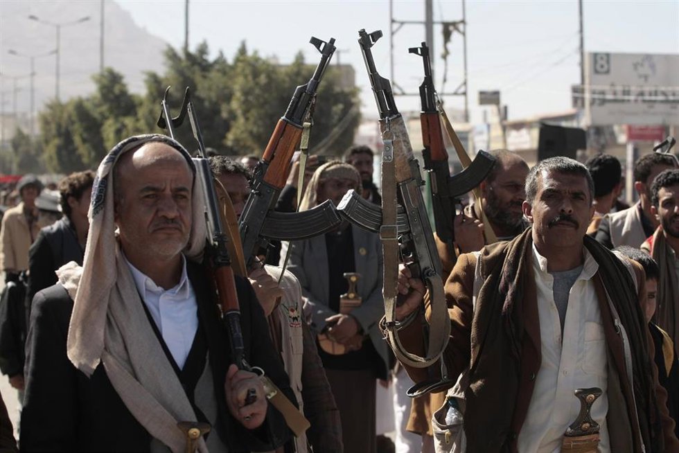 Manifestació en apoyo de los hutíes en Saná, capital de Yemen.
