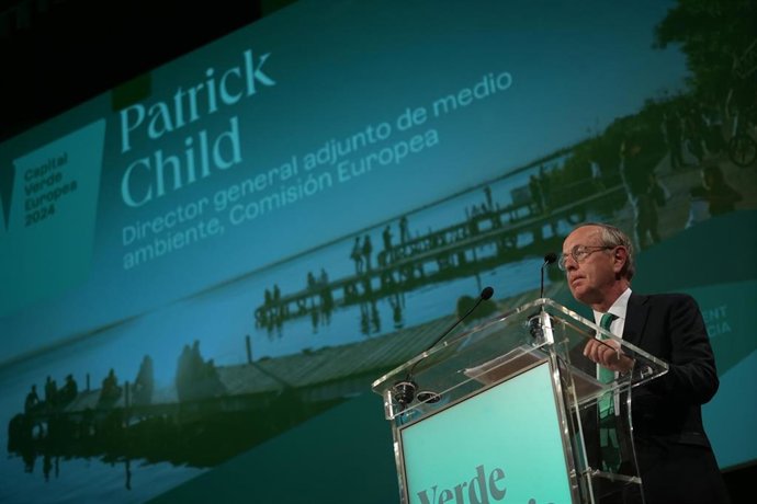 El director general adjunto de Medio Ambiente de la Comisión Europea, Patrick Child, durante la inauguración de Valncia Capital Verde Europea 2024.