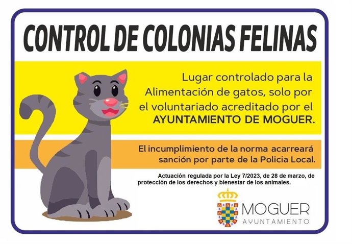Cartel de la campaña de castración de gatos callejeros en Moguer (Huelva).