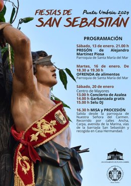 Cartel de los festejos por San Sebastián en Punta Umbría (Huelva).
