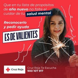 Cartel del servicio 'Cruz Roja Te Escucha'.