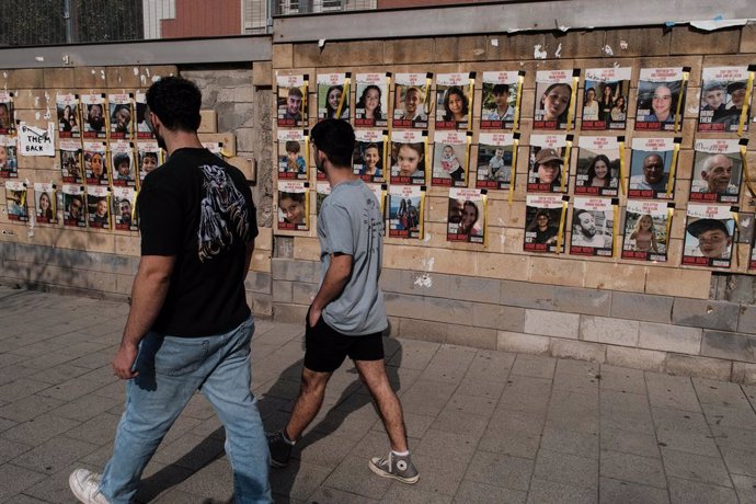 January 9, 2024, Tel Aviv, Israel: Posters bearing photos of hostages and signs blaming PM Netanyahu for neglect and abandonment of his citizens are evident near the Kiryah, the IDF National HQ, as U.S. Secretary of State Blinken holds meetings inside, no