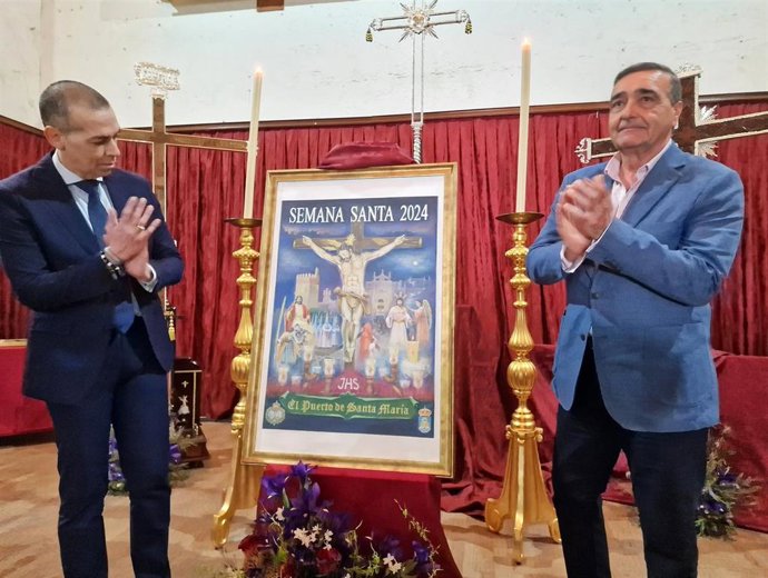 Una pintura de José Manuel Perea con imágenes de cuatro hermandades anuncia la Semana Santa de El Puerto